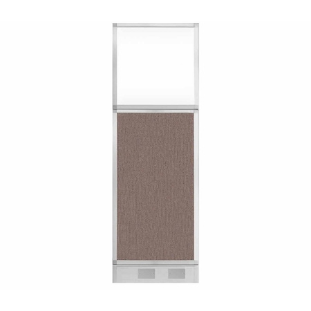 Versare Hush Panel Configurable Cubicle Partition 2' x 6' Latte Fabric Clear Window w/ Cable Channel 1856213-2